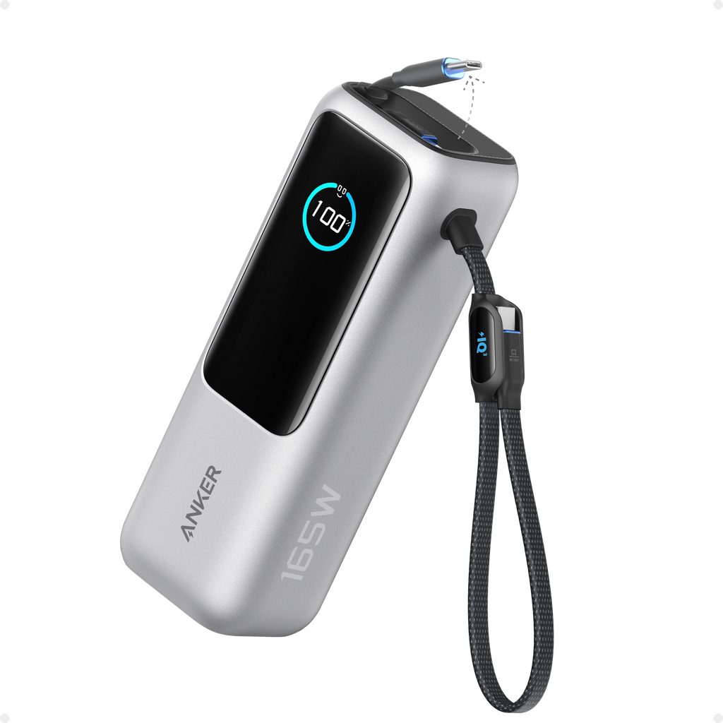 Laptop Power Bank (25K, 165W, Built-In and Retractable Cables)
