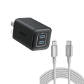 523 Charger (Nano 3, 47W) and New Nylon USB-C to USB-C 100W Cable (10 ft)