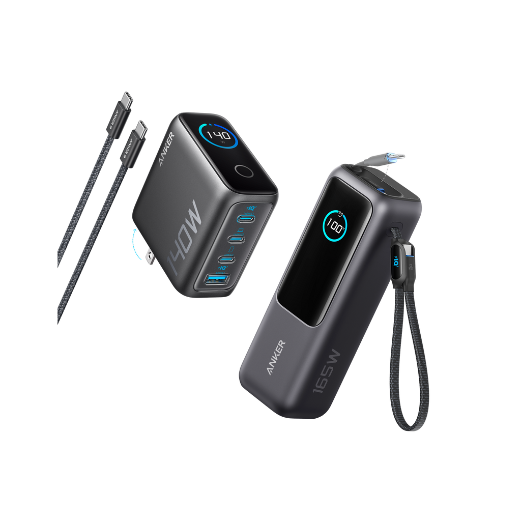 Laptop Power Bank (25K, 165W, Built-In and Retractable Cables)